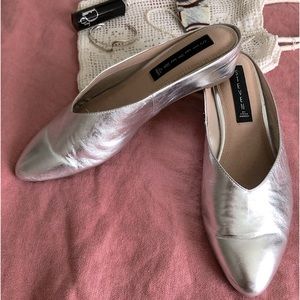 STEVEN by STEVE MADDEN Silver Slip On Mules